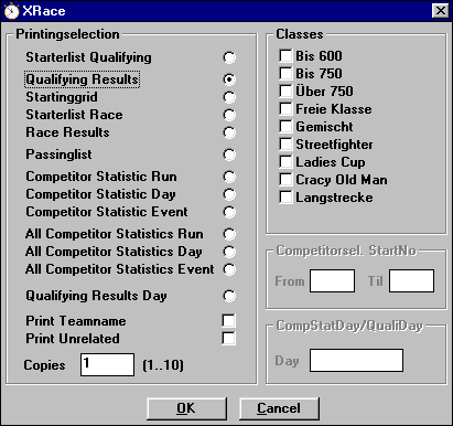 Druckauswahl Zeitnahme